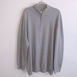 Hawker Rye Cotton Cashmere Blend Pullover Quarter Zip Light Grey Sweater Sz XXL